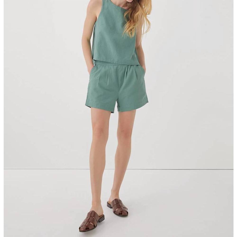 NEW PACT women's canopy linen blend tulip back tank in blue spruce - Picture 4 of 6